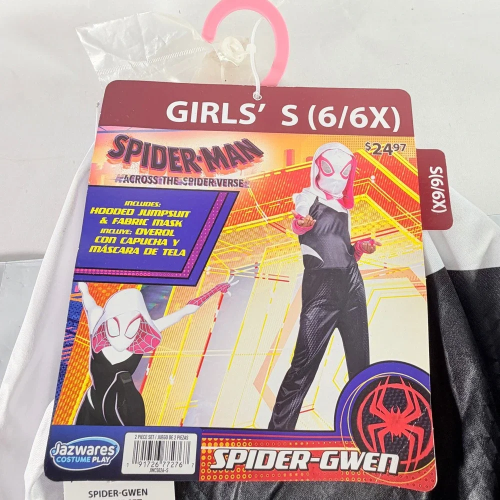 Jazwares Spider-Man Across The Spider-Verse Spider-Gwen Girls Costume S 6/6X NWT